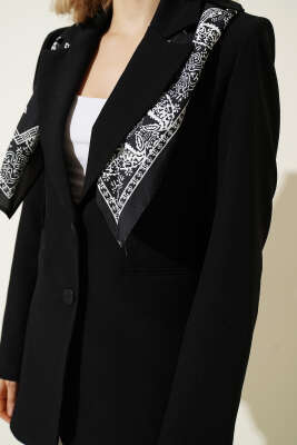 Fular Detaylı Blazer Ceket Siyah - Kadın Giyim Modelleri