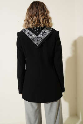 Fular Detaylı Blazer Ceket Siyah - Kadın Giyim Modelleri