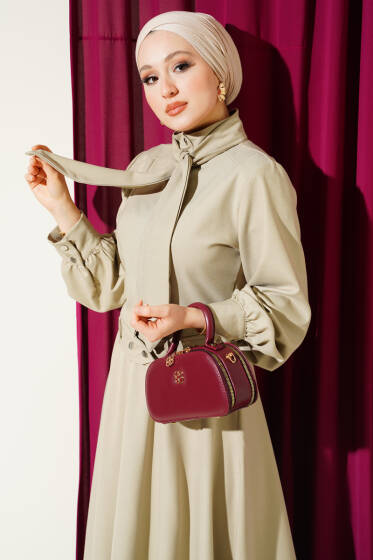 Fular Detaylı Ceket İkili Takım Bej - İkili Takım