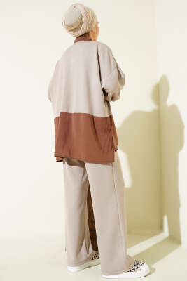 Fular Detaylı Garnili Loyşa İkili Takım Bej - İkili Takım