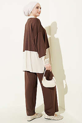 Fular Detaylı Garnili Loyşa İkili Takım Kahve - İkili Takım