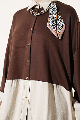 Fular Detaylı Garnili Loyşa İkili Takım Kahve - İkili Takım