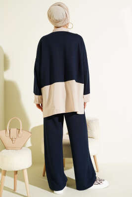 Fular Detaylı Garnili Loyşa İkili Takım Lacivert - İkili Takım