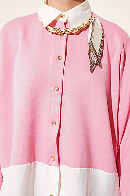 Fular Detaylı Garnili Loyşa İkili Takım Pembe - İkili Takım