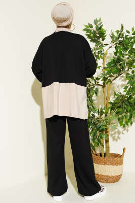 Fular Detaylı Garnili Loyşa İkili Takım Siyah - İkili Takım