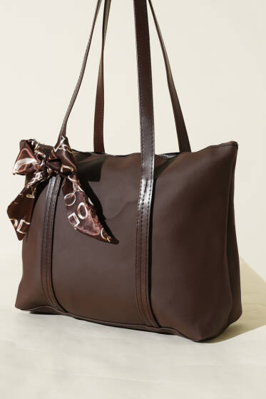 Fular Detaylı Kol Çantası Acı Kahve - Kol Çantası