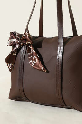 Fular Detaylı Kol Çantası Acı Kahve - Kol Çantası