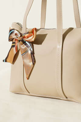 Fular Detaylı Kol Çantası Bej - Kol Çantası