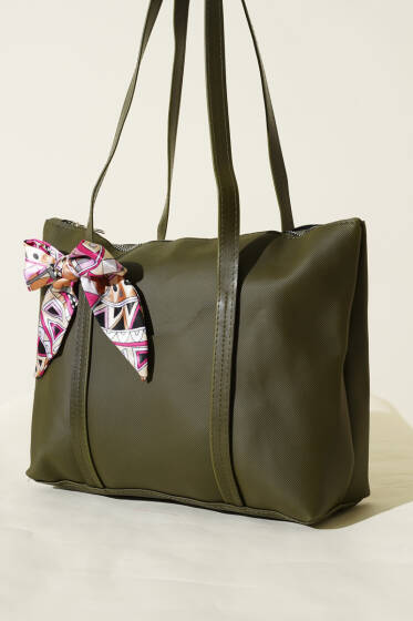 Fular Detaylı Kol Çantası Haki - Kol Çantası