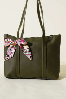 Fular Detaylı Kol Çantası Haki - Kol Çantası