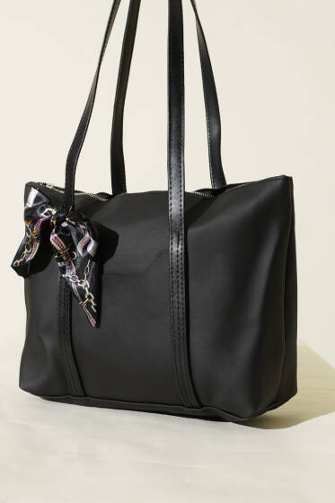 Fular Detaylı Kol Çantası Siyah - Kol Çantası