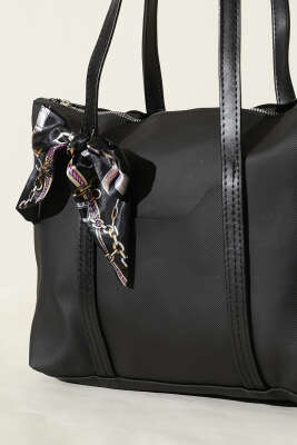 Fular Detaylı Kol Çantası Siyah - Kol Çantası