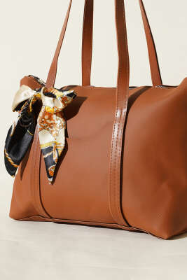 Fular Detaylı Kol Çantası Taba - Kol Çantası