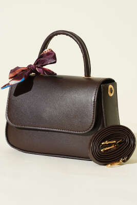 Fular Detaylı Kulplu Kol Çanta Acı Kahve 