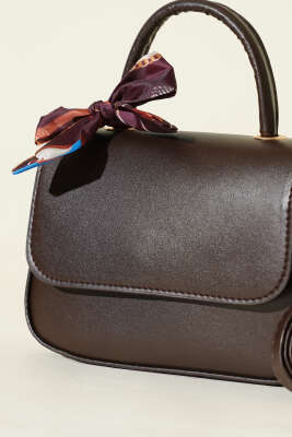 Fular Detaylı Kulplu Kol Çanta Acı Kahve - Kol Çantası