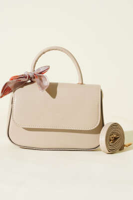 Fular Detaylı Kulplu Kol Çanta Bej - Kol Çantası