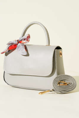 Fular Detaylı Kulplu Kol Çanta Gri 