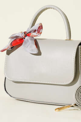 Fular Detaylı Kulplu Kol Çanta Gri - Kol Çantası