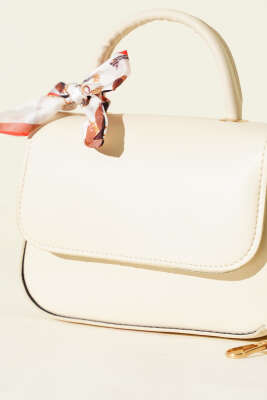 Fular Detaylı Kulplu Kol Çanta Krem - Kol Çantası