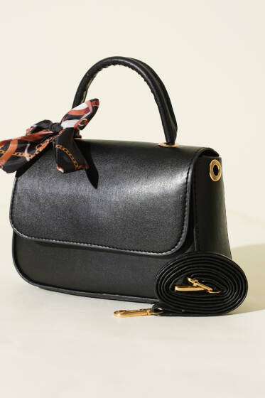 Fular Detaylı Kulplu Kol Çanta Siyah - Kol Çantası