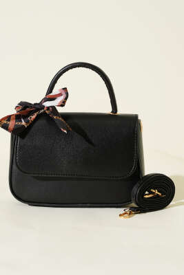 Fular Detaylı Kulplu Kol Çanta Siyah - Kol Çantası