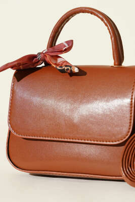 Fular Detaylı Kulplu Kol Çanta Taba - Kol Çantası