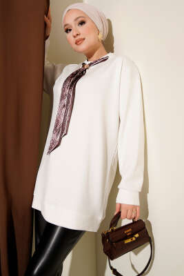 Fular Detaylı Loyşa Tunik Ekru - NEVA MODA