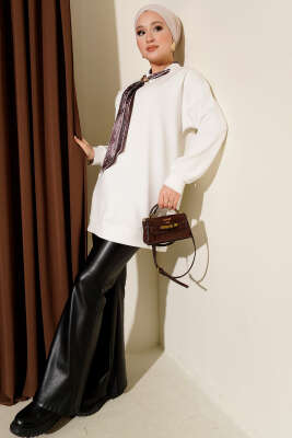 Fular Detaylı Loyşa Tunik Ekru - Tunik