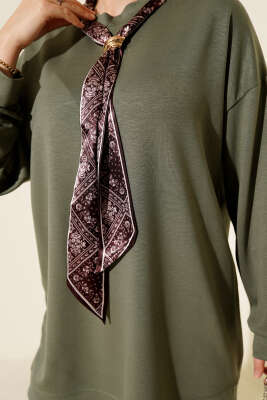 Fular Detaylı Loyşa Tunik Haki - Tunik