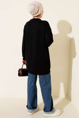Fular Detaylı Loyşa Tunik Siyah - Tunik