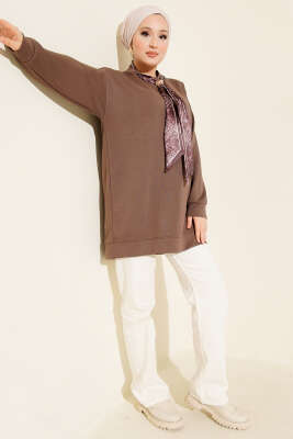 Fular Detaylı Loyşa Tunik Vizon - Tunik