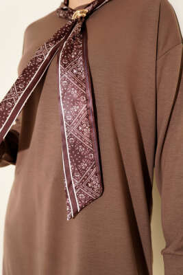 Fular Detaylı Loyşa Tunik Vizon - Tunik