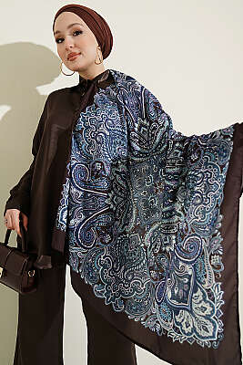 Fular Detaylı Saten İkili Takım Kahve - İkili Takım