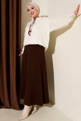 Fular Detaylı Triko Kazak Ekru - Triko Kazak