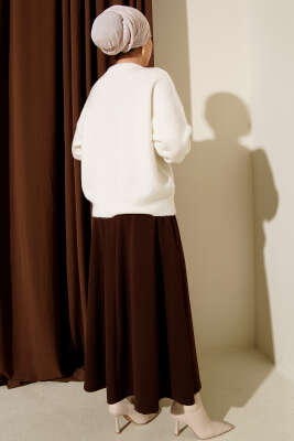 Fular Detaylı Triko Kazak Ekru - Triko Kazak