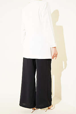 Fular Kuşaklı Geniş Paça Pantolon Siyah - Pantolon