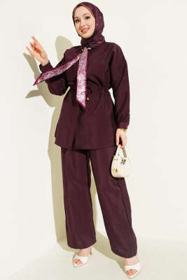 Fularlı Bel Tünelli Paraşüt İkili Takım Bordo - NESSİA