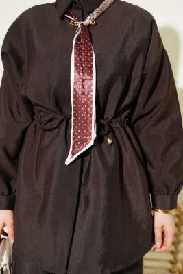 Fularlı Bel Tünelli Paraşüt İkili Takım Kahve - İkili Takım