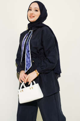 Fularlı Bel Tünelli Paraşüt İkili Takım Lacivert - İkili Takım