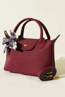 Fularlı Çıtçıt Detaylı Kadın El Çantası Bordo - 