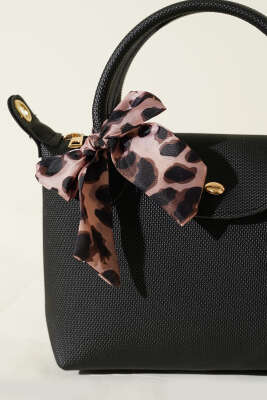 Fularlı Çıtçıt Detaylı Kadın El Çantası Siyah - Kol Çantası