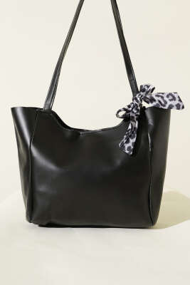 Fularlı Fermuarlı Kol Çanta Siyah - Kol Çantası