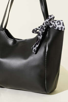 Fularlı Fermuarlı Kol Çanta Siyah - Kol Çantası