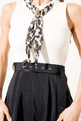 Fularlı Garnili Kolsuz Midi Elbise Siyah - Kadın Giyim Modelleri