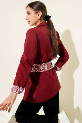Fularlı Gold Düğmeli Ceket Bordo - Kadın Giyim Modelleri