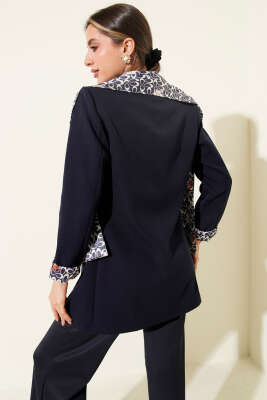 Fularlı Gold Düğmeli Ceket Lacivert - Kadın Giyim Modelleri