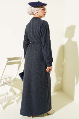 Fularlı İp Bağcık Detaylı Elbise Füme - Elbise