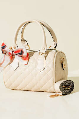 Fularlı Kapitone Mini Kadın El Çantası Taş 