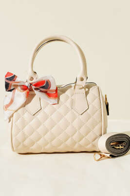 Fularlı Kapitone Mini Kadın El Çantası Taş - Kol Çantası