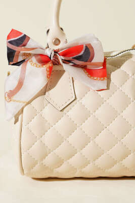 Fularlı Kapitone Mini Kadın El Çantası Taş - Kol Çantası